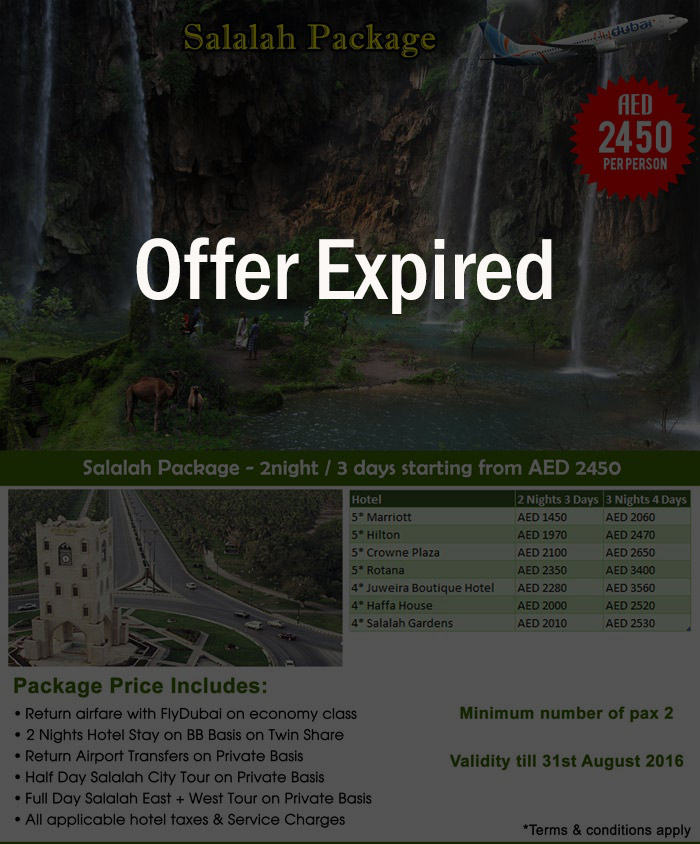 Salalah Package for 2 Nights with 5* Hotel Accommodation from AED 1450